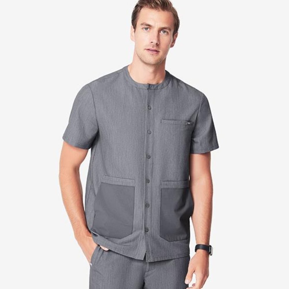 FIGS Men's DEKAR Button-Front Scrub Top — Size Medium